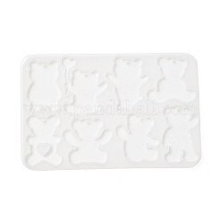 クマのDIYペンダントシルエットシリコンモールド  レジン型  UVレジン用  エポキシ樹脂工芸品作り  90x138x4mm  穴：1.8mm  内径：34~44x28~38mm&nbsp;SIL-F010-02