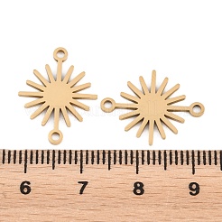 304ステンレススチールコネクタチャーム  太陽リンク  ゴールドカラー  19x14.5x1mm  穴：1.5mm&nbsp;STAS-Z202-10G