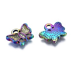 合金チャーム  カドミウムフリー＆ニッケルフリー＆鉛フリー  蝶  虹色  11x13x2mm  穴：1.8mm&nbsp;PALLOY-N163-042-NR