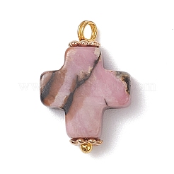 6Pcs 6 Styles Natural Green Aventurine & Red Jasper & Rose Quartz & Rhodonite & Quartz Crystal & Tiger Eye Pendants&nbsp;PALLOY-JF04298