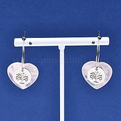 Natural Rose Quartz & 304 Stainless Steel Hoop Earrings for Women&nbsp;EJEW-G475-05P-08