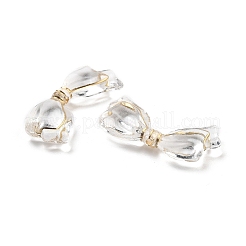 メッキアクリルビーズ  ゴールドライン入り  蝶結び  透明  19x29x6mm  穴：1.6mm&nbsp;X-OACR-Q084-14A