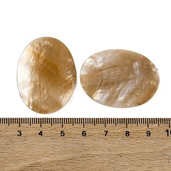 天然貝の楕円形コネクタチャーム  キャメル  37.5x28x2.5mm  穴：2mm&nbsp;BSHE-S304-10