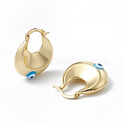 Enamel Evil Eye Thick Hoop Earrings&nbsp;EJEW-A093-02G-04
