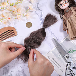 人工ウール人形ウィッグ  DIYの女の子のためのbjdメイキングアクセサリー  コーヒー  270x55x7mm&nbsp;AJEW-WH0609-186A