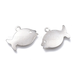 変色しない201ステンレススチールチャーム  レーザー切断  魚  ステンレス鋼色  11.5x14x0.8mm  穴：1.2mm&nbsp;X-STAS-K212-09P