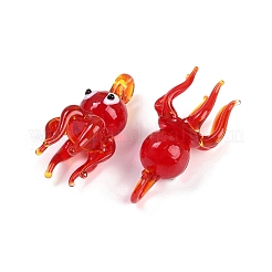 手作りランプワークペンダント  タコチャーム  レッド  31~35x17~20.5x15~20mm  穴：3~4.5mm&nbsp;LAMP-I029-01A