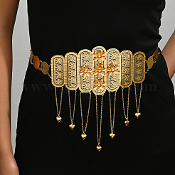 Bohemian Style Alloy Coin Link Chain Flower Body Belly Chains with Heart Tassel for Women&nbsp;WL4695