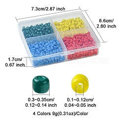 800色のベーキングペイント4個、ガラスラウンドシードビーズ15/0個  ミックスカラー  3~3.5mm  穴：2mm  200個/カラー&nbsp;SEED-FS0001-21B
