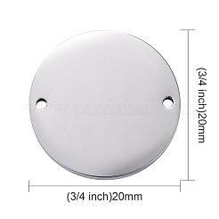 変色しにくい304ステンレススチールリンクコネクター  鏡面研磨仕上げ  空白タグのスタンプ  フラットラウンド  ステンレス鋼色  20x1.8mm  穴：1.3mm&nbsp;LS-STAS-I140-03B