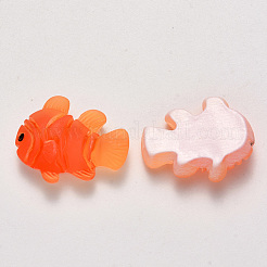 半透明のつや消し樹脂カボション  魚  レッドオレンジ  24x20x7mm&nbsp;CRES-N022-11