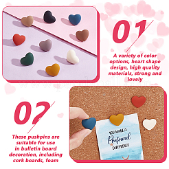 45Pcs 9 Colors Heart Pattern Resin & Iron Push Pins Set&nbsp;AJEW-GA00023