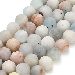 天然石アクアマリンビーズ連売り  ラウンド  艶消し  12mm  穴：1mm  約31個/連  15.16''（38.5センチメートル）&nbsp;G-P626-12mm-03