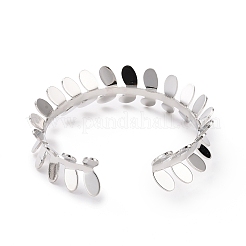 Brass Leafy Branch Open Cuff Bangle for Women&nbsp;BJEW-F445-17P