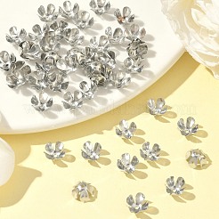 5 -petal鉄の花のビーズキャップ  プラチナ  8x4mm  穴：1mm&nbsp;IFIN-M008-02P