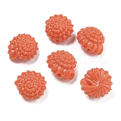 合成サンゴ彫刻ビーズ連売り  染め  シェル形状  サンゴ  12.5x11x7.5mm  穴：1.2mm  約30個/連  13.15''（33.4センチメートル）&nbsp;CORA-I023-05B