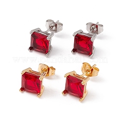 6 Pairs Tiny Cubic Zirconia Square Stud Earrings&nbsp;EJEW-G291-01C-M