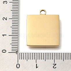 イオンプレーティング（IP）304ステンレスペンダント  蛇のチャーム付きスクエア  18KGP本金メッキ  22x18.5x2.3mm  穴：2.5mm&nbsp;STAS-P371-109G