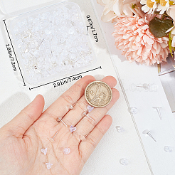 304ステンレススチールスタッドピアス金具200個  フラットラウンド  200個のプラスチック製イヤーナット  銀  5~6x0.3~7mm  穴：0.8mm  ピン：0.7mm&nbsp;STAS-BBC0004-85C