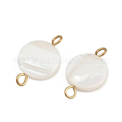 Natural Shell Disc Connector Charms&nbsp;STAS-D378-21G