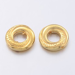 チベット風合金ビーズ  ドーナツ  ゴールドカラー  鉛フリー＆カドミウムフリー  15x4mm  穴：1mm&nbsp;X-K0P1F011
