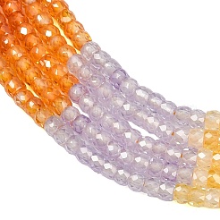 立方晶ジルコニアビーズ連売り  多面カット  ロンデル  オレンジ  3x2mm  穴：0.6mm  約164個/連  14.57''（37センチメートル）&nbsp;ZIRC-P125-2x3mm-16