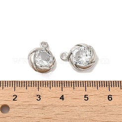 真鍮チャーム  ガラスと  長持ちメッキ  フラットラウンドのチャーム  プラチナ  16x12x6mm  穴：2mm&nbsp;KK-M275-37P