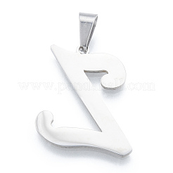 変色しない201ステンレススチールペンダント  a～zの文字  ステンレス鋼色  23.5~31x17~34x1.5mm  穴：5x9mm  26個/セット&nbsp;STAS-N098-240P
