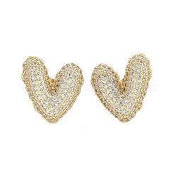 Brass Micro Pave Clear Cubic Zirconia Stud Earrings for Women&nbsp;EJEW-F352-06G