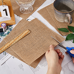リネン生地  DIY クリスマス結婚式の装飾クラフト用  正方形  淡い茶色  20.4x20.2x0.1cm&nbsp;DIY-WH0530-66A
