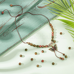 Natural Unakite Round Beads Strands&nbsp;G-NB0004-87B