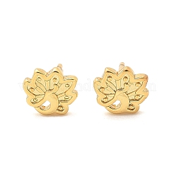 孔雀の真鍮スタッドピアス  長持ちメッキ  鉛フリー＆カドミウムフリー  18KGP本金メッキ  6.5x7.5mm&nbsp;EJEW-S252-01G