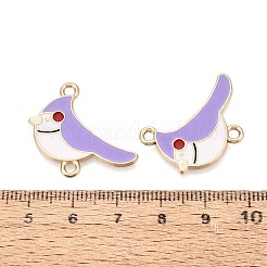 合金エナメルコネクタチャーム  鳥のリンク  ゴールドカラー  ライラック  24x25.5~26.5x1mm  穴：2mm&nbsp;PALLOY-Q467-02G-03