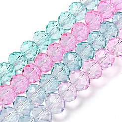 透明塗装ガラスビーズ連売り  多面カット  ロンデル  カラフル  6x5mm  穴：1mm  約80~85個/連  38~40cm&nbsp;DGLA-A034-T6mm-A10