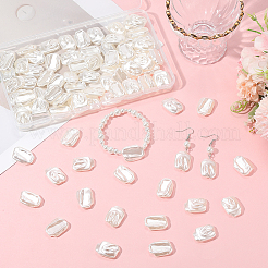 100個のABSプラスチックイミテーションパールビーズ  長方形  乳白色  25x18x6.5mm  穴：1.4mm&nbsp;OACR-LT0001-04