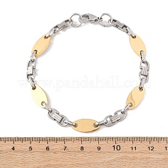 304ステンレススチール製オーバルリンクチェーンブレスレット（女性・男性用）  イオンプレーティング（ip）  ゴールデン·ステンレス鋼色  9.25インチ（23.5cm）&nbsp;BJEW-F527-08A-GP