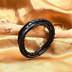 Ion Plating(IP) Braided Microfiber Leather Multi-strand Bracelets for Men&nbsp;BJEW-Z081-17EB
