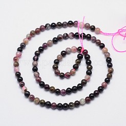 Natural Multicolor Tourmaline Round Bead Strands&nbsp;X-G-I162-01-4mm