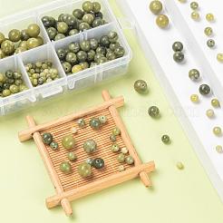 340個4サイズの天然宝石ビーズ  台湾ヒスイ  ジュエリー作りのための天然エネルギー石の癒しの力  ラウンド  オリーブドラブ  4mm / 6mm / 8mm / 10mm  穴：0.8~1.5mm&nbsp;G-LS0001-12