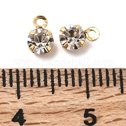 真鍮チャーム  ラウンドチャーム  ラインストーン付き  ニッケルフリー  18KGP本金メッキ  6x4x3mm  穴：1mm&nbsp;KK-D024-04C-G