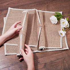 Braided Jute and Lace Non-Slip Insulation Pad&nbsp;LS-AJEW-WH0066-01