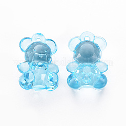 透明なアクリルパーツ  多面カット  クマ  ディープスカイブルー  19.5x13.5x10.5mm  穴：1.5mm  約400個/500g&nbsp;TACR-S151-01B-755