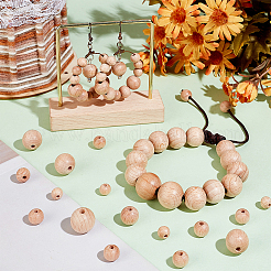300Pcs 6 Styles Beech Wood European Large Hole Beads&nbsp;WOOD-PH0002-80