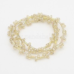 2 Hole Electroplate Glass Oval Bead Strands&nbsp;EGLA-J074-PL02
