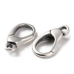 タイスターリングシルバーカニカン925個  スタンプ925個付き  アンティークシルバー  14x7x3mm  穴：1.6mm&nbsp;STER-D003-36P