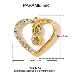 304 Stainless Steel Rhinestone Pendants&nbsp;STAS-OY010-88G