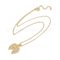 Brass Micro Pave Clear Cubic Zirconia Angel Wings Pendant Necklaces&nbsp;NJEW-Z088-02G