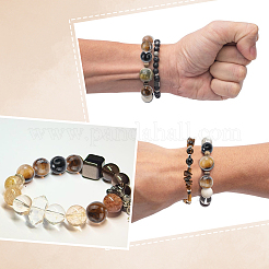 DIY Natural Tiger Eye Beads Stretch Bracelets Making Kits&nbsp;DIY-SP0003-18