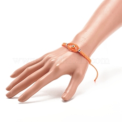 Lampwork Evil Eye Braided Bead Bracelet&nbsp;BJEW-JB07857-01