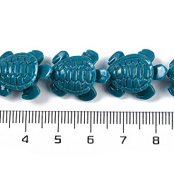 合成サンゴ彫刻ビーズ連売り  染め  カメ  ティール  18.5x16x7.5mm  穴：1.2mm  約20個/連  13.78''（35センチメートル）&nbsp;CORA-L020-E-05
